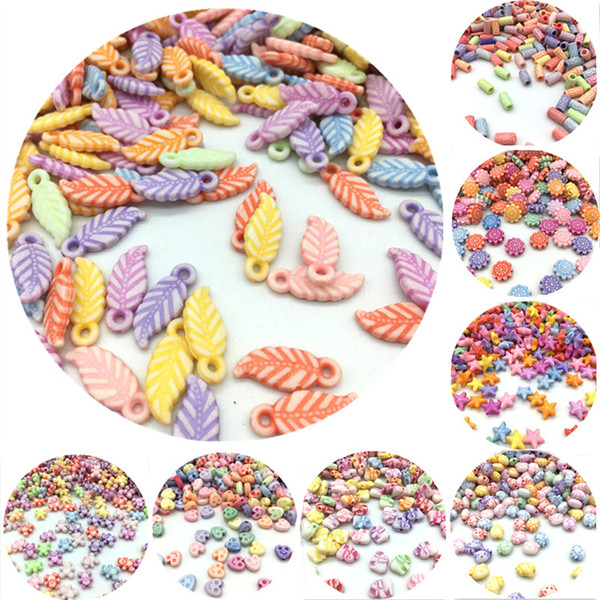 100pcs/Lot New Many Shapes Acrylic Beads DIY Handmade Bracelet Jewelry Accessories Making Color Random Delivery