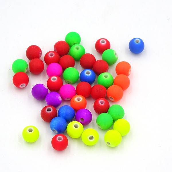 200pcs Mixed Matte Fluorescent Neon Beads Acrylic Spacer Ball Round Bead Perline Colorate Palla Di Perline Granos De Acrilico