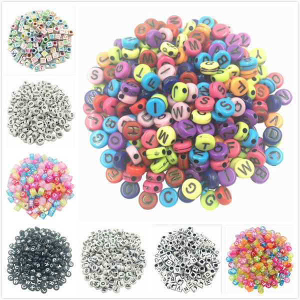 100pcs DIY Square Round Acrylic alphabet Spacer Loose Beads For Necklace Bracelet Letter Beads Charms bisuteria Jewelry