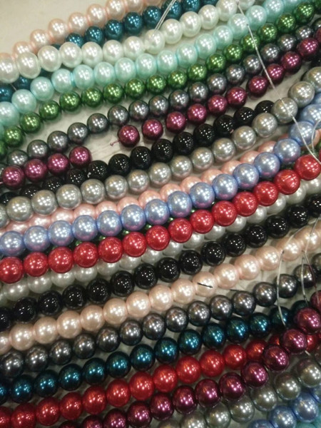 Cheapest! 20 STRANDS 1500 Pcs Glass Pearls 6mm Smooth Round Beads Mixed Colors DIY JEWELRY MAKING