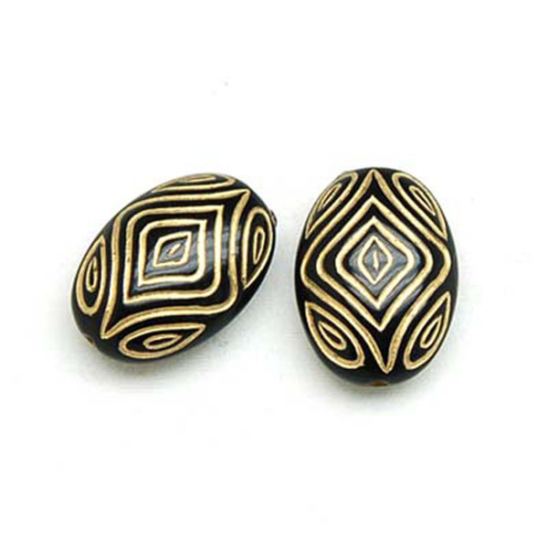 100 pcs Acrylic Flat Oval Pattern Beads With Gold Lined Antique Design Deads For Diy Jewelry Making Accessories