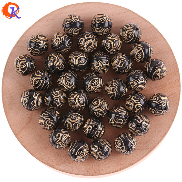 wholesale 12x12mm 480pcs Acrylic Bead/Black Beads With Gold Line/Antique Bead/Ball Shape/Beads For Jewelry Accessories