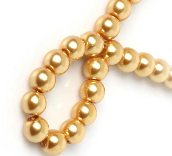 GOLD champane Glass Pearl Round Spacer Loose Beads FIT FOR BRACELET NECKLACE JEWELRY MAKING 4mm/6mm/8mm/10mm