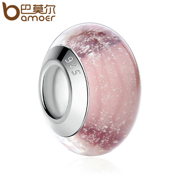 BAMOER Fashion DIY Beads Brown Round Shape Murano Glass Beads fit Bracelet Women Beads & Jewelry Makings PA6366