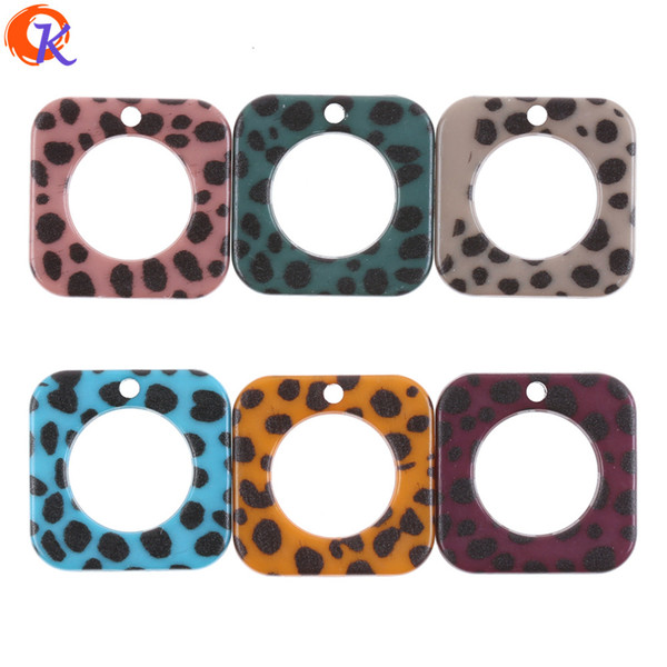 wholesale 25*25MM 100Pcs Acrylic Beads/Jewelry Accessories/Matte Leopard Print Effect/Square Shape/DIY/Earring Findings