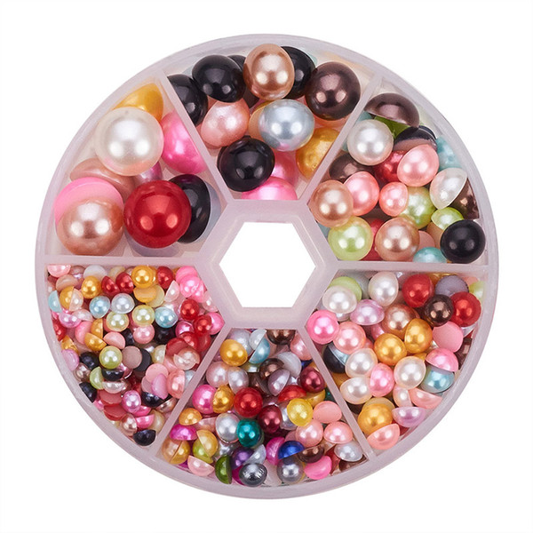 Europe and the United States new multi-color semi-circular plastic imitation pearl patch set DIY mobile phone shell decorative accessories