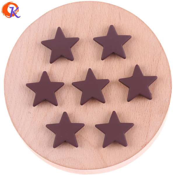 wholesale 22mm 100Pcs Acrylic Beads/Earring Findings/Wine Red Rubber Effect Beads/Star Shape/Hand Made/Jewelry Accessories