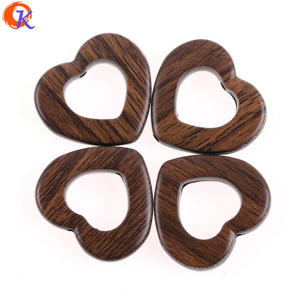 wholesale 27x29mm 100pcs/lot Acrylic Beads/Imitation Wood/Grain Color/Heart Shape/Beads For Hand Made/Jewelry Accessories