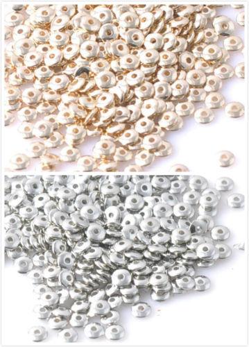 1000pcs/lot Gold Silver CCB round wheel Spacer Beads For Jewelry making 6x2mm