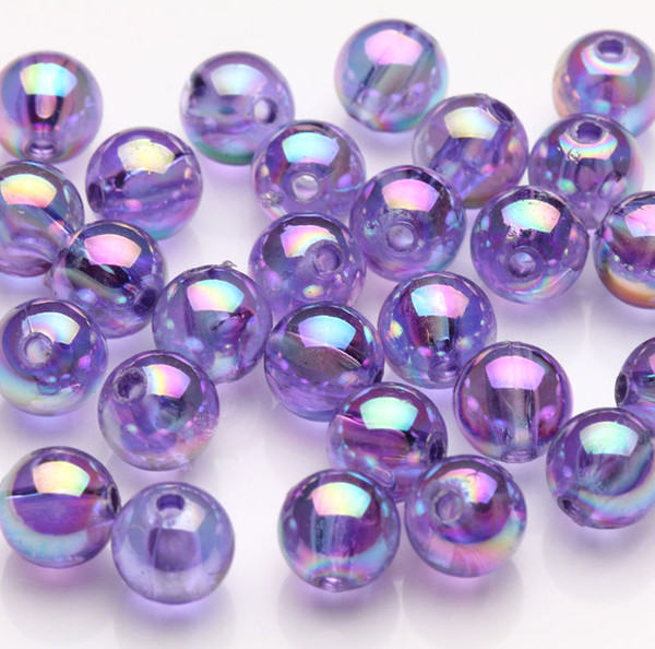 WHOLESALE 100pcs Plated AB PURPLE Acrylic Spacer Loose Beads For Bracelet Jewelry Finding