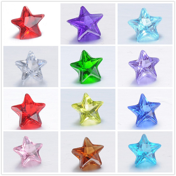 100pcs/lot 5mm Glass Charms 12Colors Diamond Heart Star Birthstone Pendants Floating Charm Jewelry for DIY Floating Locket Necklace