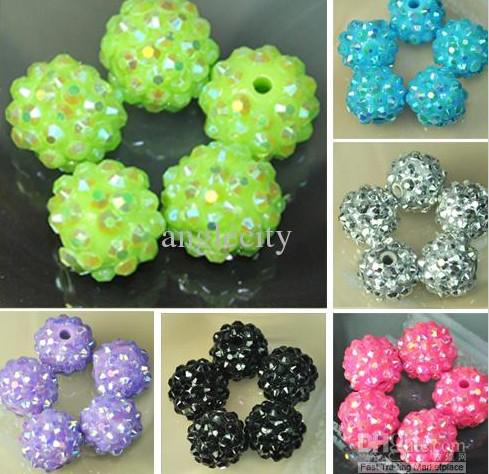 Free Shipping Mix Color 10MM 12MM 14MM 16MM 800PCS EXPOY Balls Resin Crystal Pave Spacer Loose Beads