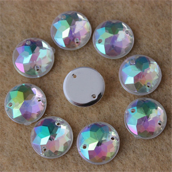 12mm 200PCS AB Color Superior Taiwan Acrylic Flat Back Stones Round Circle Shape Acrylic Rhinestone Sew On 2 Hole Free shiping ZZ55