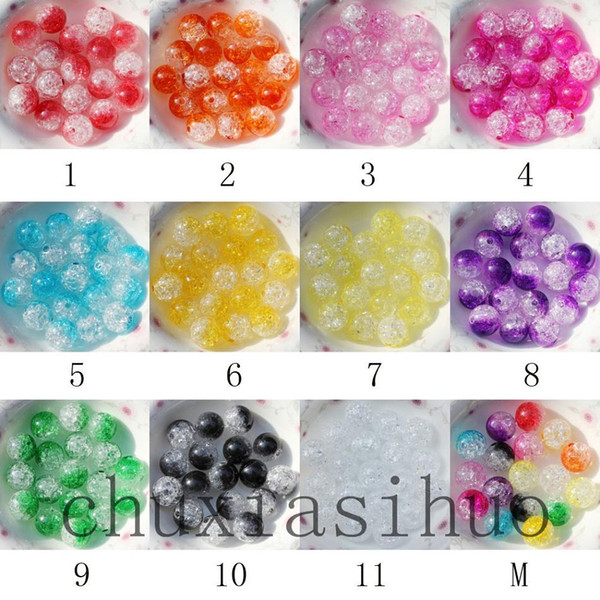 8MM Sparking Crackle Acrylic Smooth Round Beads double colors 500PCS