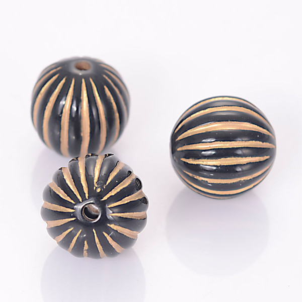 40Pcs 16mm Acrylic Striped Round Antique Design Beads For Women Diy Women Bracelet Bangle Jewelry Making Accessories