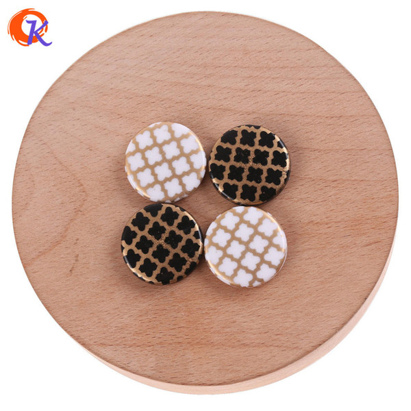 wholesale 21*21mm 100Pcs Acrylic Beads/Jewelry Accessories/Coin Shape/Gold Grids Print Bead/Hand Made/Earring Findings