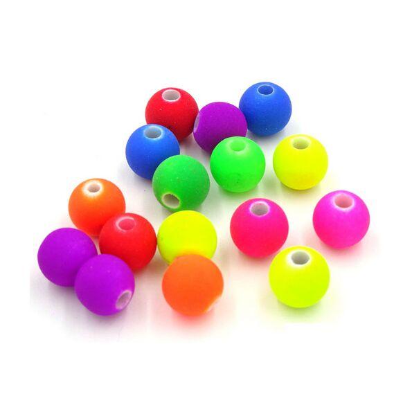 2000pcs Mixed Matte Fluorescent Neon Beads Acrylic Spacer Ball Round Bead for Jewelry Making 6mm