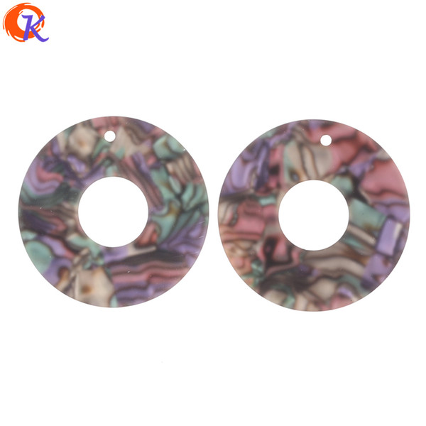 wholesale 50Pcs 36*36MM Jewelry Accessories/Earring Part/Rubber Shell Print Effect/Ring Shape/Hand Made/Earring Findings