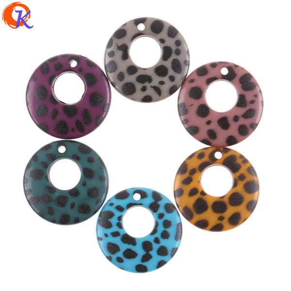 wholesale 24*24MM 100Pcs Acrylic Beads/Jewelry Accessories/Matte Leopard Print Effect/Flat Coin Shape/DIY/Earring Findings