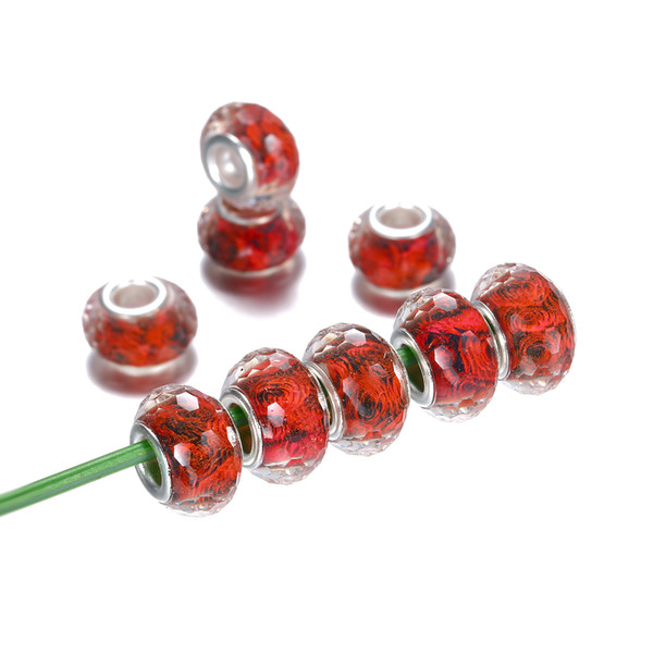 Red Acrylic Spacer Beads For beads DIY jewelry making fit European Bracelet Necklace Big Hole Charm Beads XZ236