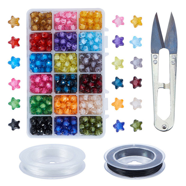 Creative multi-color five-pointed star translucent acrylic loose beads combination set children diy handmade beaded jewelry accessories