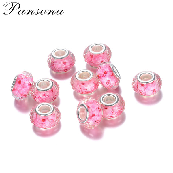 2018 Acrylic Spacer PINK Beads For beads DIY jewelry making fit European Bracelet Necklace Big Hole Charm Beads XZ243