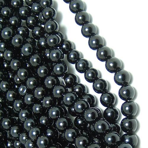 Black color 4 SIZES ROUND GLASS PEARL BEADS FOR JEWELRY MAKING 4mm 6mm 8mm 10mm