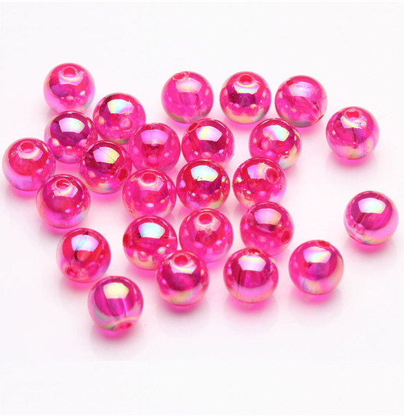 WHOLESALE 100pcs Plated AB HOT PINK Acrylic Spacer Loose Beads For Bracelet Jewelry Finding