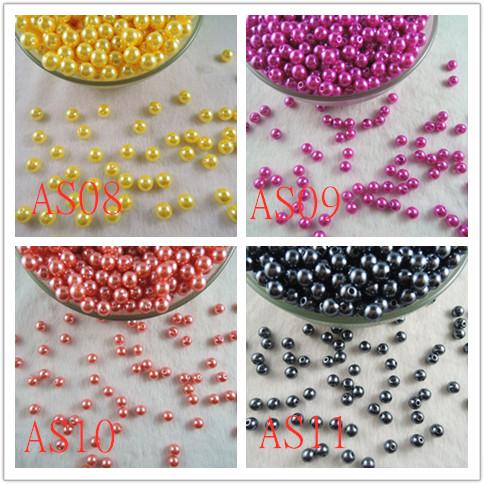 5 Sizes 4 colors 6mm 8mm 10mm 12mm 14mm Round Shape ABS Imitation Pearl Beads, Making jewelry DIY Acrylic beads with hole wholesale