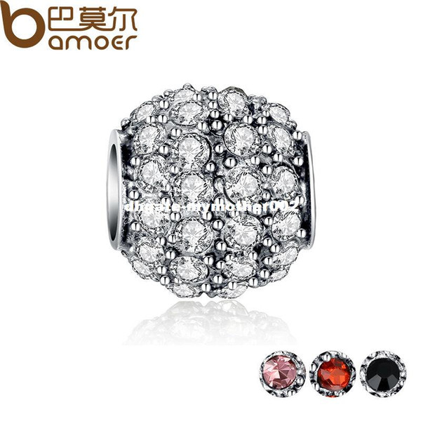 4 Colors Silver Plated Sparkling Round Clear CZ Charm Fit Bracelet Necklace Original Charm Accessories PA5280