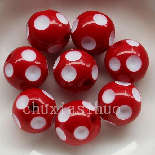 20 Pieces Of Pack Assorted Acrylic Polka Dot Chunky Round Beads Charm 24 MM For Jewelry Making