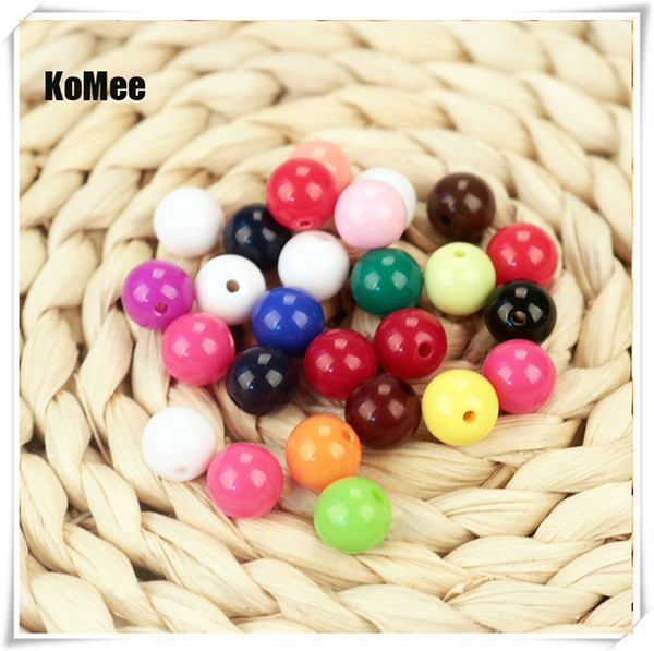 100pcs/lot Plastic Acrylic 12mm Round Solid Opaque Beads 2mm Hole