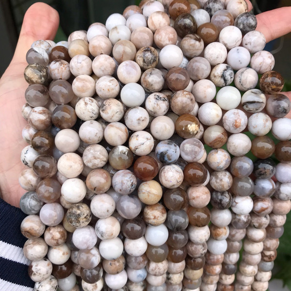 6/8/10mm Natural Tea Tree Agate Stone Beads Good Quality Round Loose Tea Agate Stone Beads For Jewelry Making DIY Material