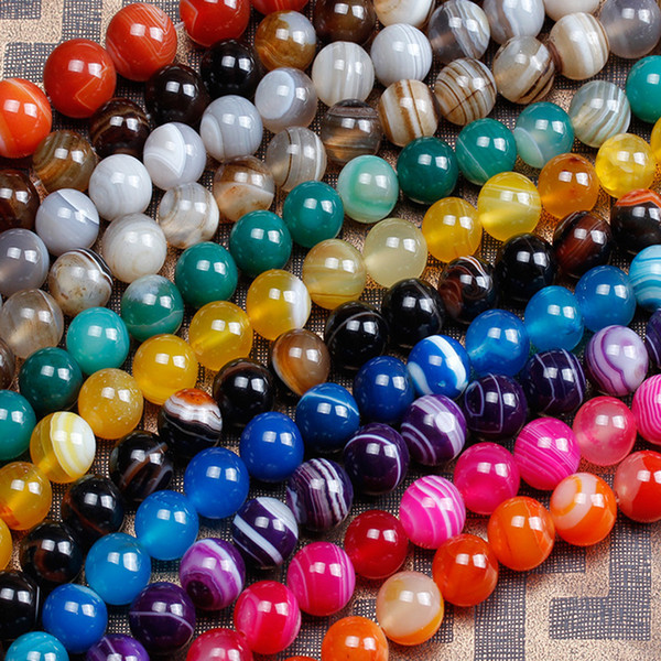 8mm Natural Color Stripe Agate Beads Round Stone Beads For Jewelry Making DIY Bracelet Necklace Onyx Bead