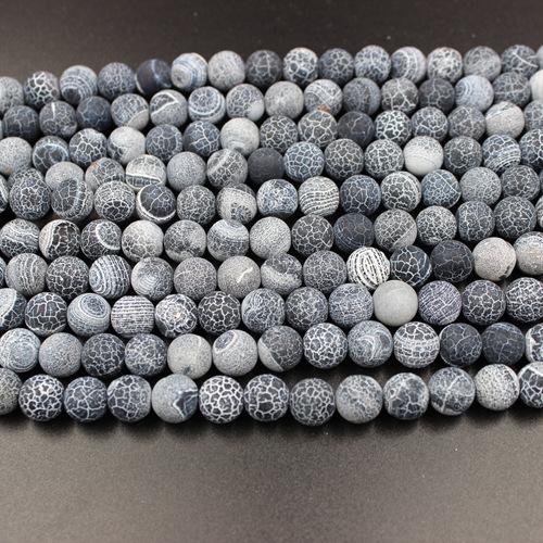 Natural Weathering Black Agate Stone Beads 8mm Round Loose Beads For DIY Bracelet Necklace Jewelry Making Agate Bead