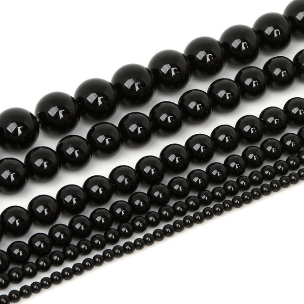 Natural Round Stone Beads Black Agate Beads Selectable Grade Onyx Stone Bead For Jewelry Making DIY Bracelet 4/6/8/10/12mm