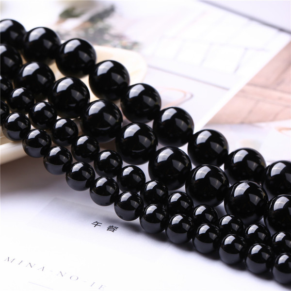 Factory Price Natural Black Agate Round Loose Beads AAA Quality 16