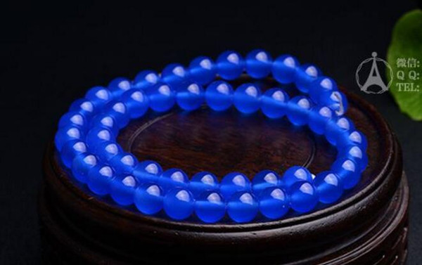 Blue agate DIY bracelet necklace with beads 4-14mm in diameter