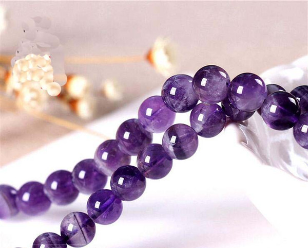 8mm Round Natrual purple Amythest Beads gemstone Loose Beads For Bracelet DIY Jewelry Making