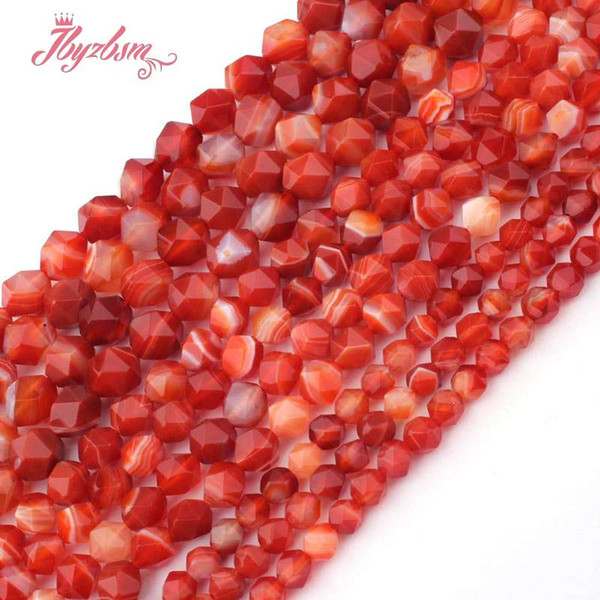 6,8,10mm Faceted Red Banded Stripe Agates Bead Natural Stone Beads For DIY Necklace Bracelets Jewelry Making 15