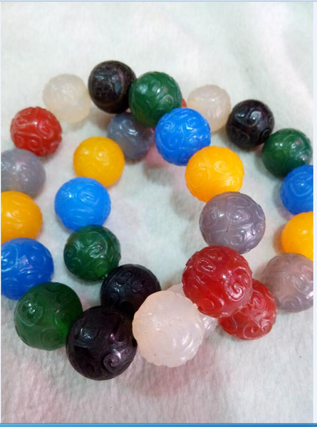 China Natural 16mm Multi-color Peaceful Agate Jade Beads Free Shipping F1