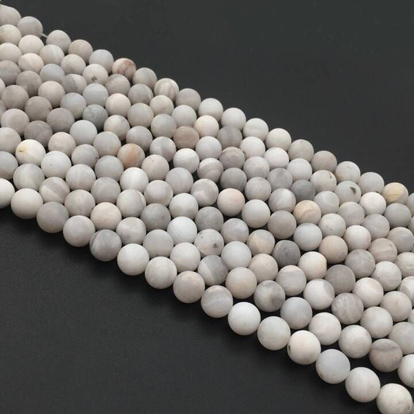 Matte White Lace Agate Beads, 8mm 10mm Round Beads,Wholesale Gemstone Beads,15.5inch,Full Strand ,Hole 1mm