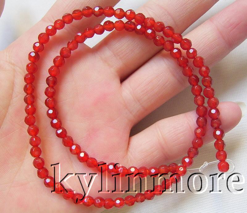 8SE08344a 4mm Carnelian Faceted Round Beads 15.5