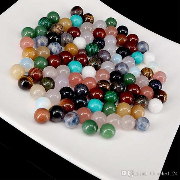 Natural Gemstone Crystal Semi-precious Stones Without Holes Round Beads Agate Opal Turquoise Malachite Pink Quartz Wholesale