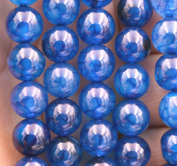 new 8mm blue Dragon Veins Agate Round Gemstone Loose Beads 15