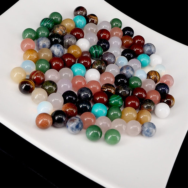 Natural Gemstone Crystal Semi-precious Stones Without Holes Round Beads Agate Opal Turquoise Malachite Pink Quartz Wholesale