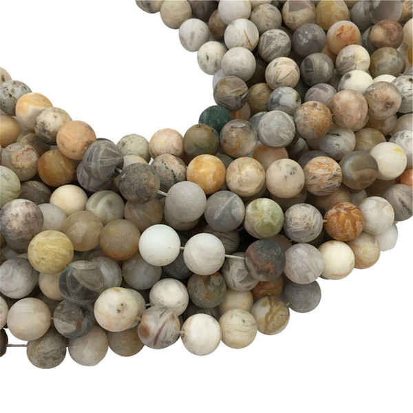 Matte Bamboo Leaf Agate Beads, 8mm 10mm Round Beads,Wholesale Gemstone Beads,15.5inch,Full Strand ,Hole 1mm