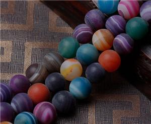 Color stripes scrub agate loose beads Brazilian stripes wrapped around the frosted agate candy color matte agate