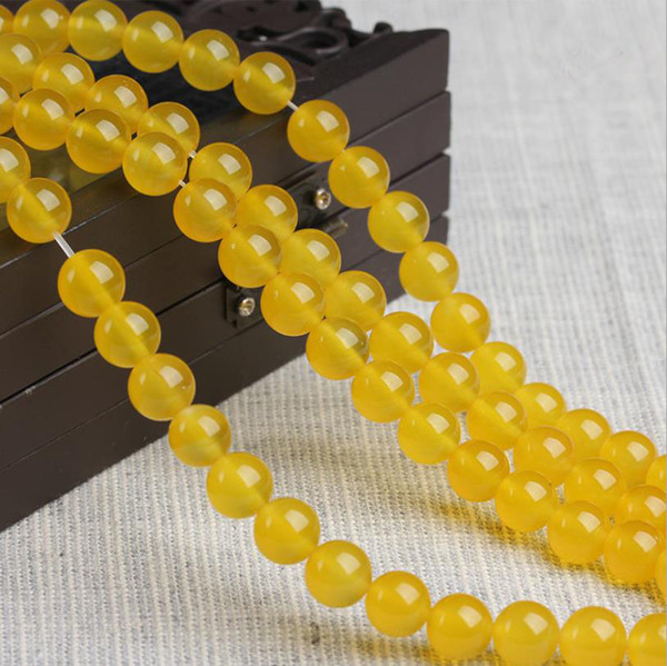 8/10/12 mm Natural yellow Agate Beads gemstone round Loose Beads For Bracelet DIY Jewelry Making more size for choice