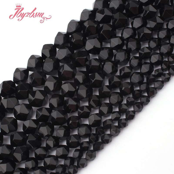 6,8,10,12mm Faceted Black Agates Beads Natural Stone Beads For DIY Necklace Bracelet Earring Jewelry Making 15